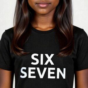 Black "6 7 / SIX SEVEN" T-Shirt with White Letters